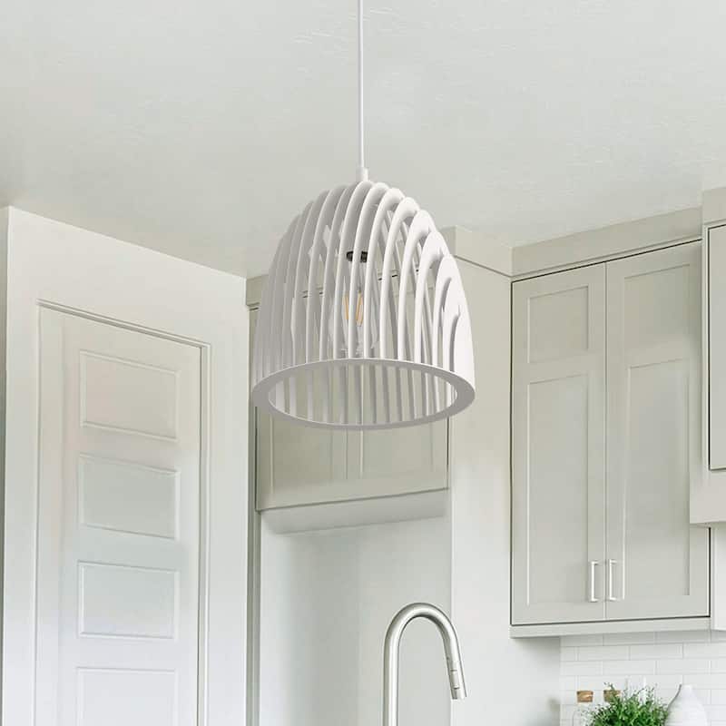Modern 1-Light Simple Creativity Dome Metal Hollow Pendant Light for Kitchen Island