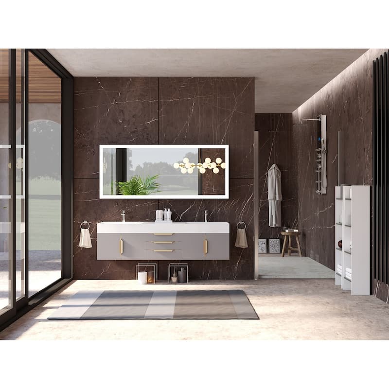 Amazon 72" Wall Mounted Bathroom Vanity Set w/ White Top