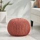 preview thumbnail 26 of 62, Moro Handcrafted Modern Cotton Pouf by Christopher Knight Home Coral