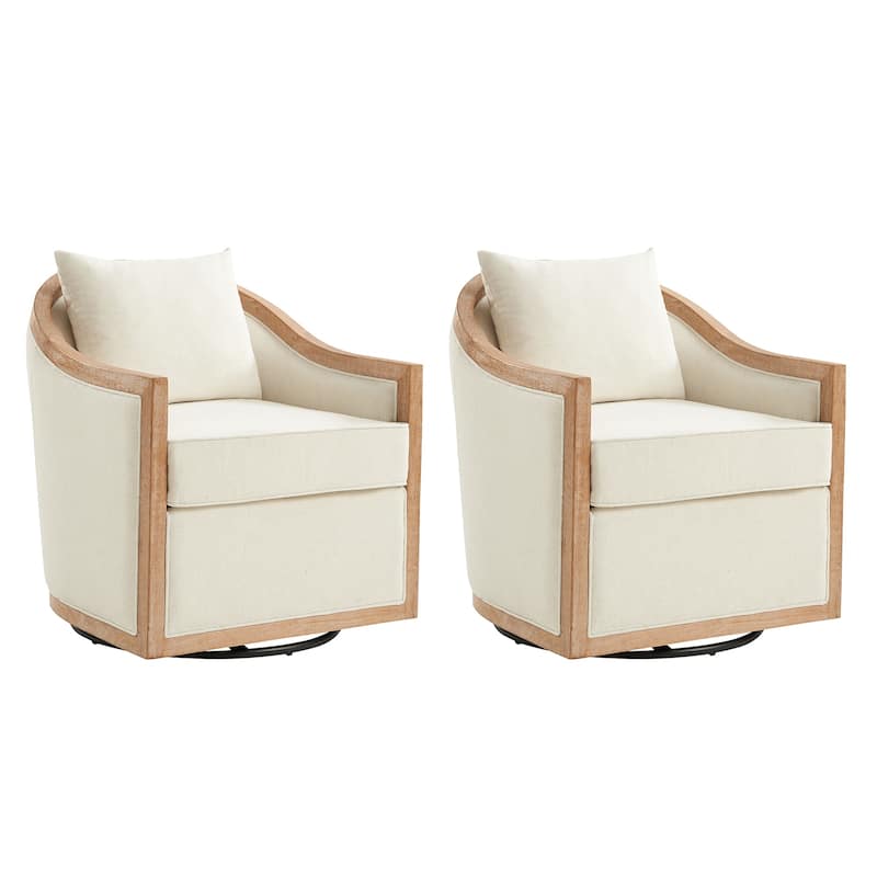 Pat Jess Farmhouse Solid Wood Swivel Chair Set of 2 by HULALA HOME
