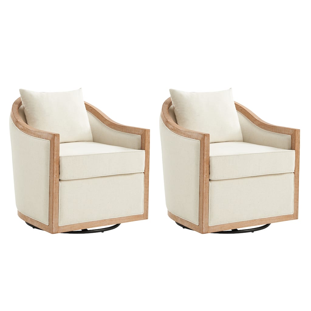 Pat Jess Farmhouse Solid Wood Swivel Chair Set of 2 by HULALA HOME