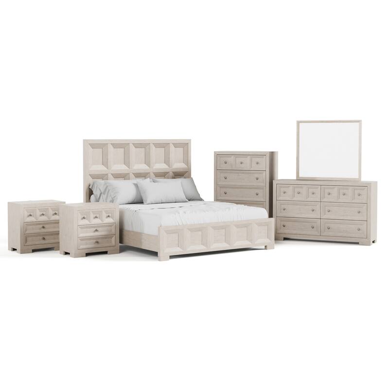 Furniture of America Durem Modern Classic 6-Piece Solid Wood Panel Bedroom Set with 3-Drawer Nightstand