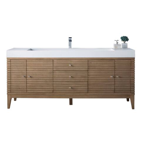 James Martin Vanities Linear 72" Single Vanity, Whitewashed Walnut