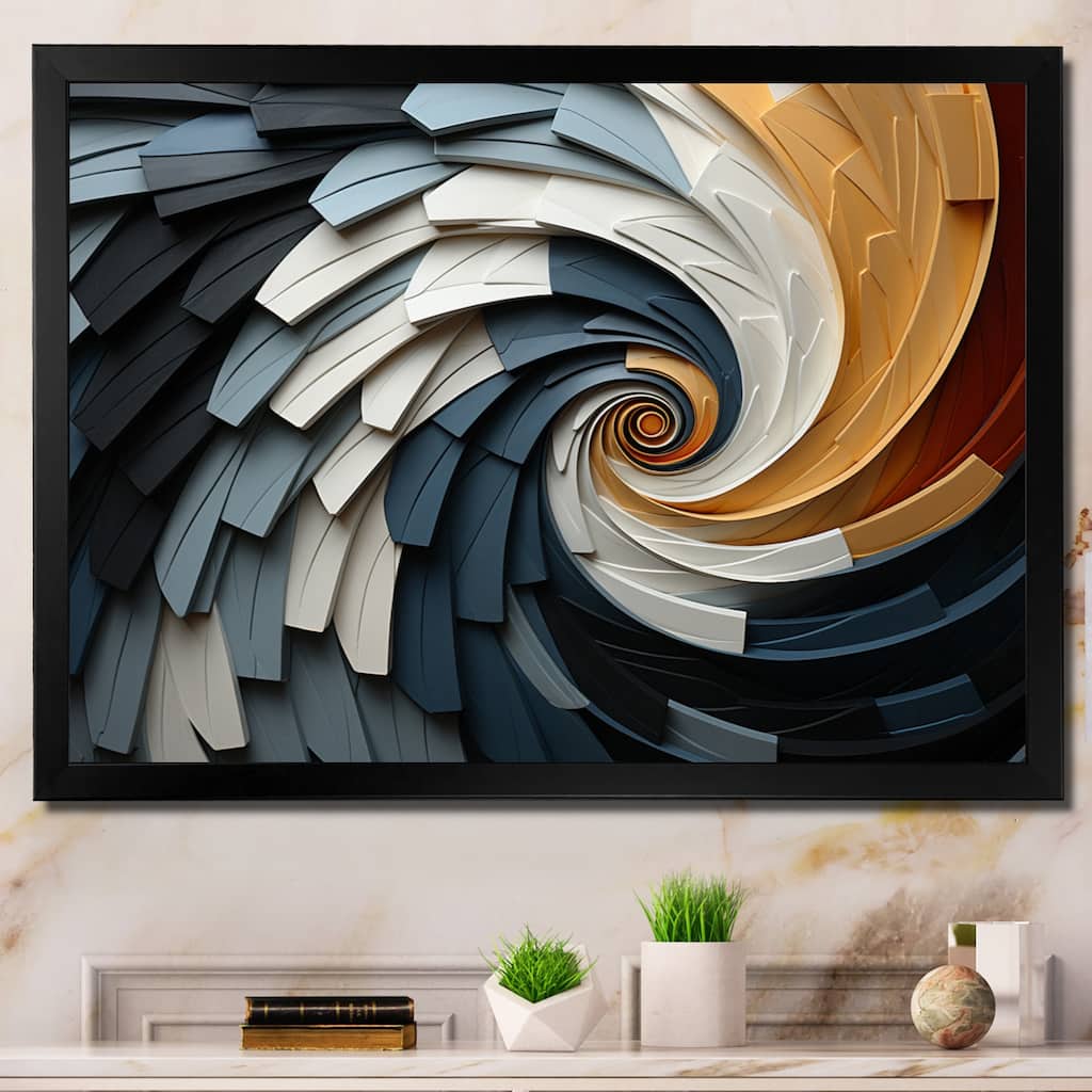 Designart "Geometric Spiral III" Abstract Spirals Framed Wall Decor