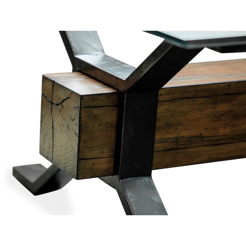 Magnussen Home Sawyer Toasted Nutmeg and Smoked Iron Rectangular Cocktail Table - 47.75''W x 30''D x 17''H