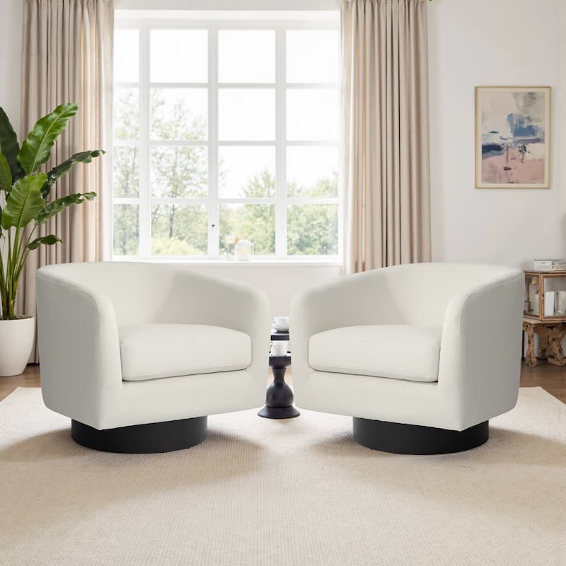 2 Set Modern Upholstered Swivel 360 Degree Accent Chair