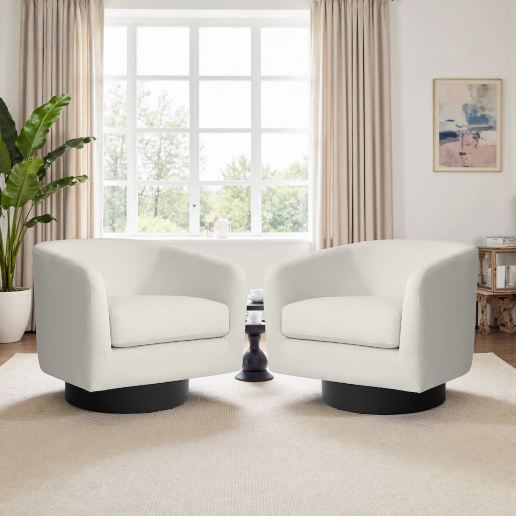 Modern Barrel Swivel Accent Chairs For Living Room