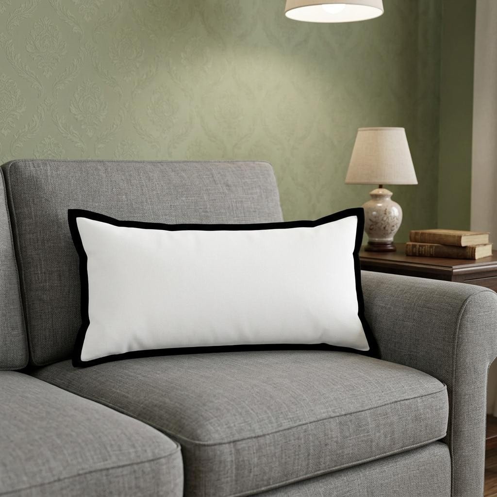 HomeRoots 14" X 36" Black And White Cotton Color Block Throw Pillow