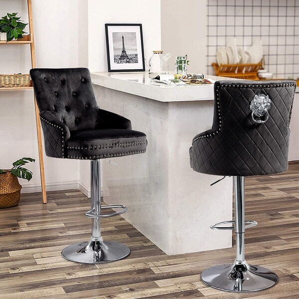 Black velvet swivel bar stools hotsell