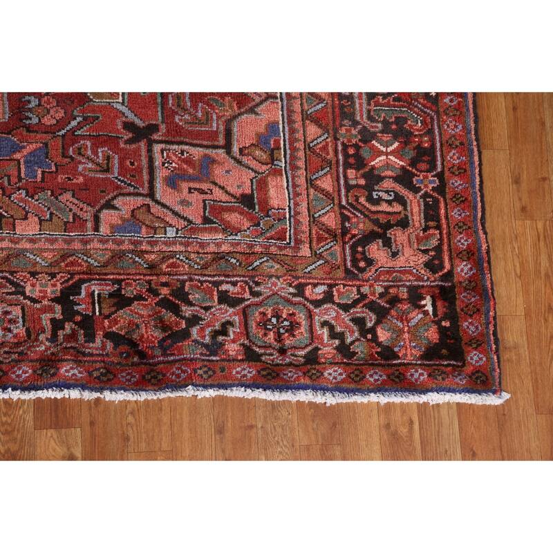 Vintage Vegetable Dye Heriz Persian Area Rug Hand-knotted Wool Carpet - 9'11" x 12'10"