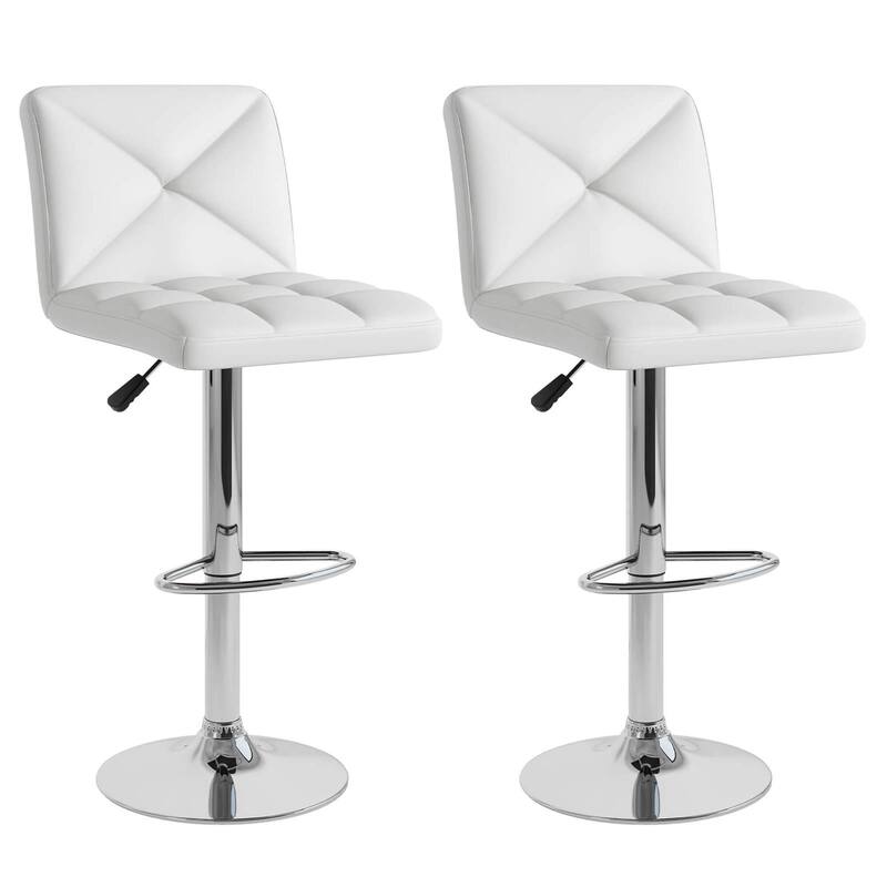 Gymax 4 PCS Bar Stools PU Leather Swivel Bar Chairs Height Adjustable