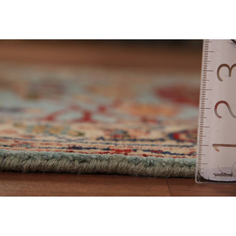 Light Blue Floral Oushak Indian Foyer Rug Handmade Wool Carpet - 2'11"x 5'1"
