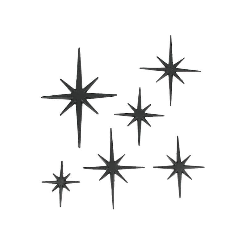 Set Of 6 Cast Iron Starburst Wall Hangings Mid Century Modern 8 - Black
