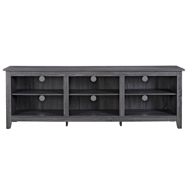 Modern Transitional 3-Shelf Open Storage 70" TV Stand for 80" TVs - Charcoal