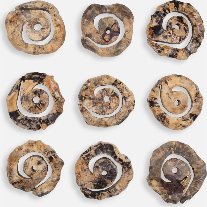 Uttermost 04381 Corkscrew 14" Tall Wood Abstract Sculpture - Set of 9