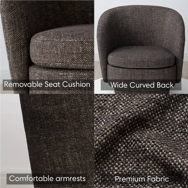 Modern Linen Swivel Barrel Accent Chair Single