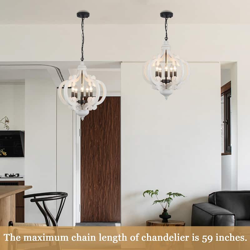 5-Light Country Wood Chandelier Light Fixture for Kitchen Island Dining Room