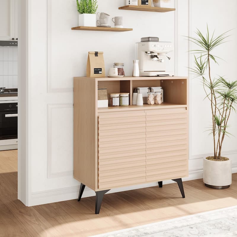 Coffee Bar Cabinet, Kitchen Storage Cabinet with Drawer and Adjustable Shelves, Buffet Sideboard