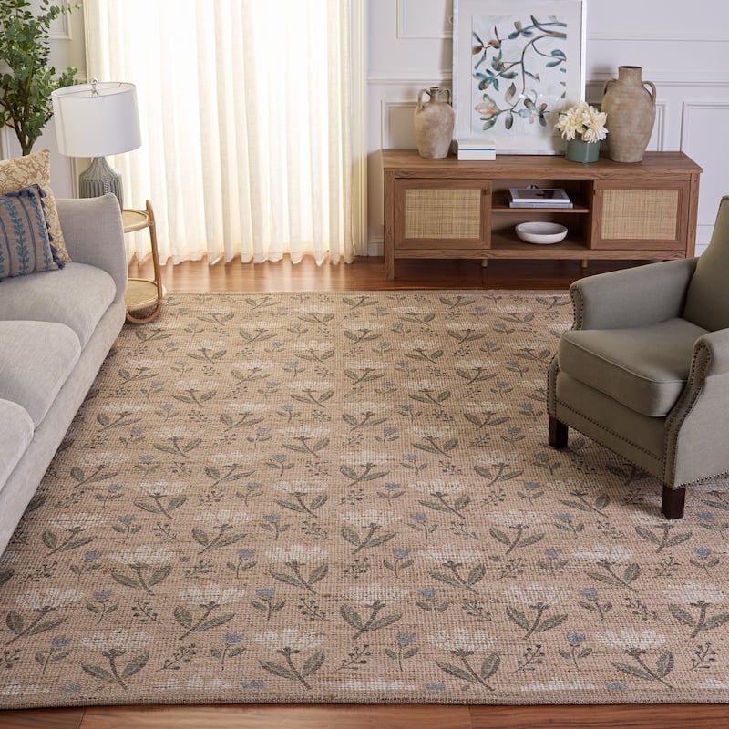 SAFAVIEH Handmade Saffron Kitty Jute & Chenille Rug - 8' x 10' - Natural/Green