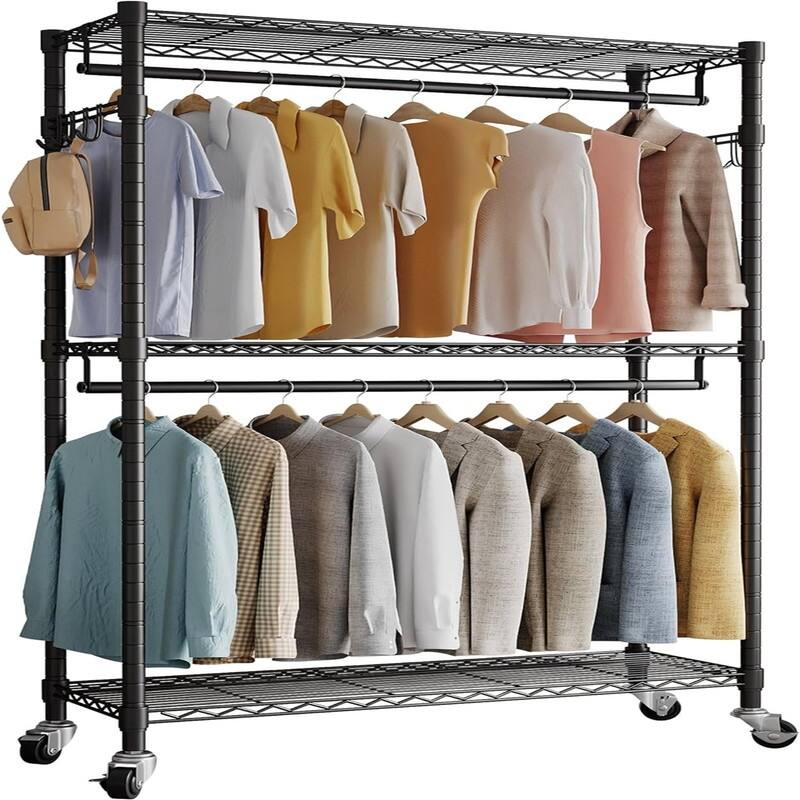H2 Rolling Garment Rack Heavy Duty Clothes Rack with Wheels - 15.7"D x 35.4"W x 78.5"H