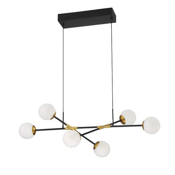slide 1 of 1, CALIPSO 6-Light Black & Brass LED Pendant Fixture
