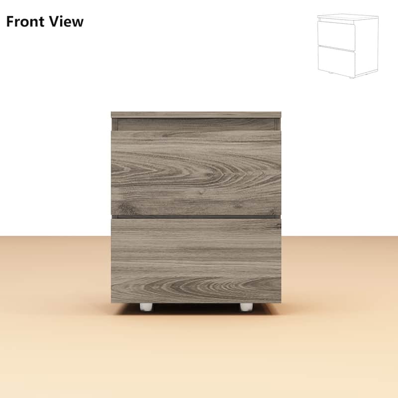 Nightstand Bedside Table Wood 2-Drawer End Table White/Brown