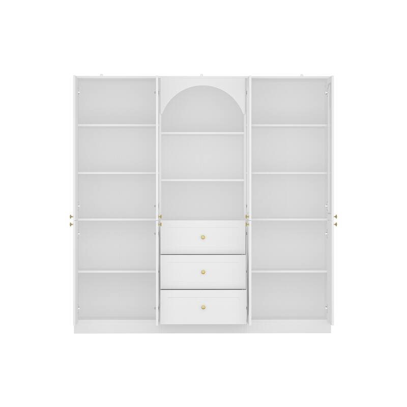 Modern White Display Cabinet Bookshelves Showcase Storage Wardrobe Organizer Cabinet