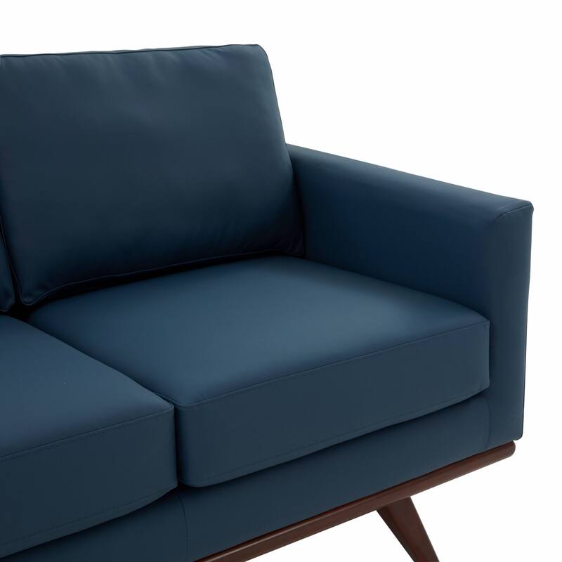 Chester Modern Loveseat 2 Seater Sofa Couch in Leather or Mesh Upholstery With Birch Wood Base for Living Room Bedroom Office