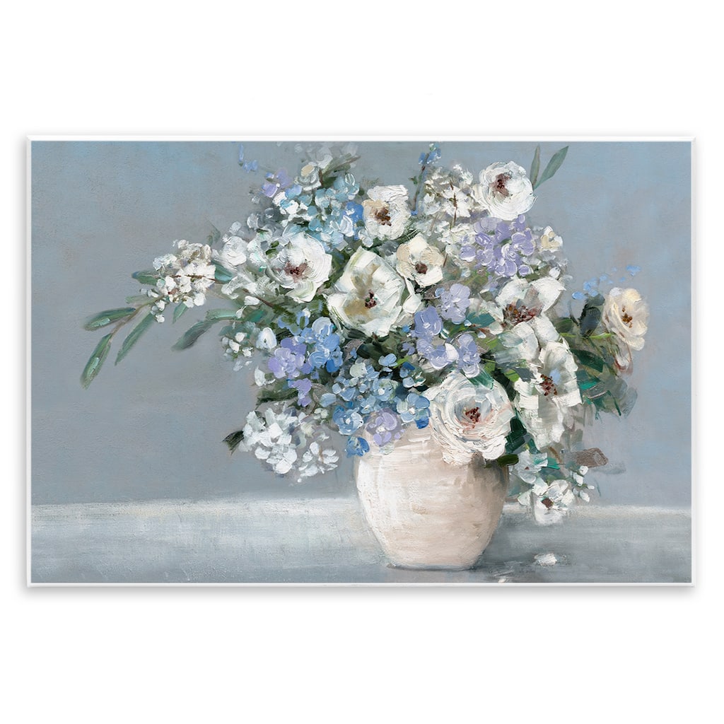 Stupell Elegant Blooms on Blue Wall Plaque Art Design By Sally Swatland