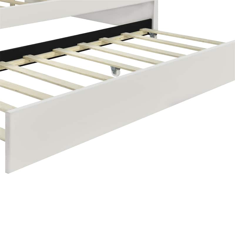 Full Size Upholstery Daybed Frame w/Shall Shaped Backrest and Trundle