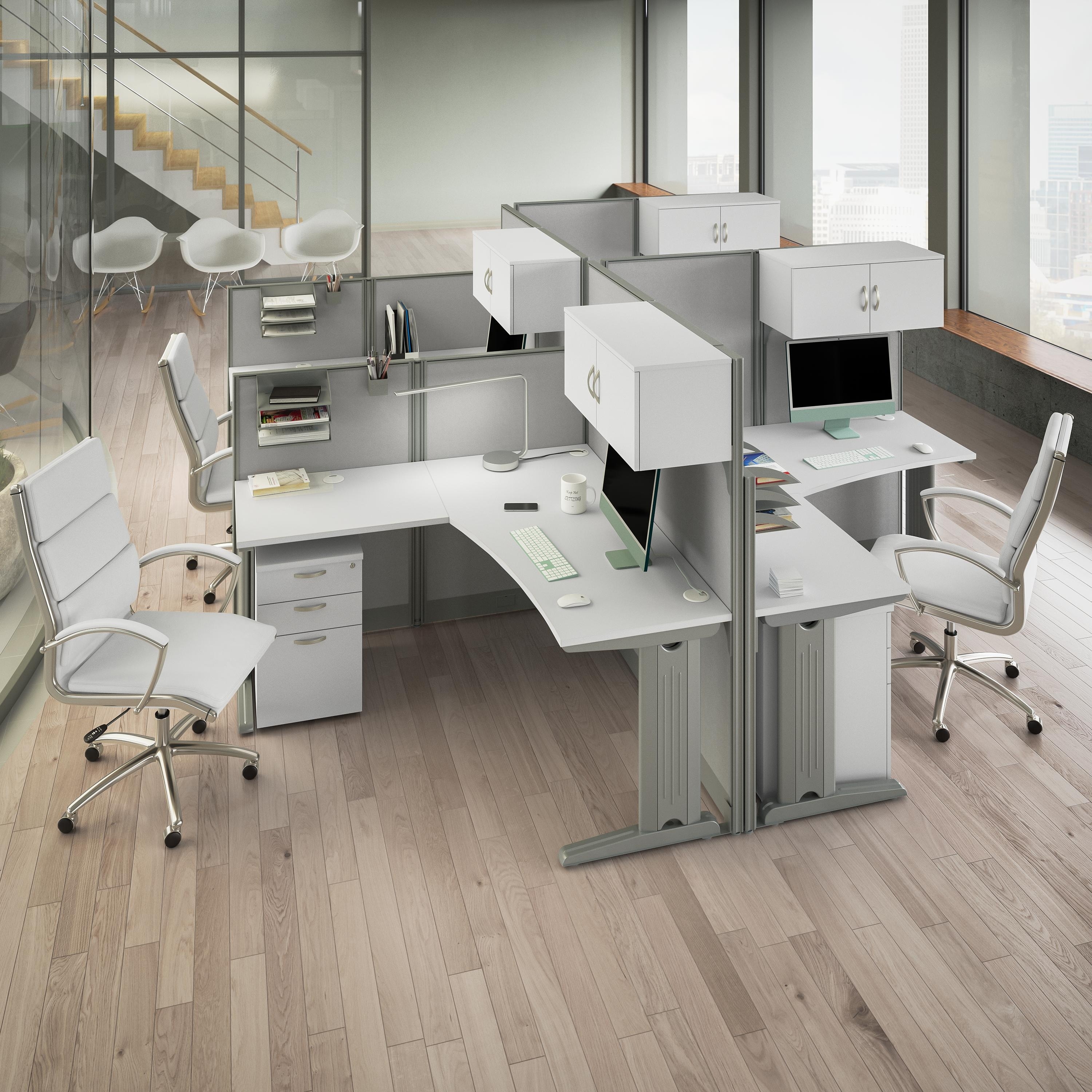 Office in an Hour 4 Person L Cubicle Desks by Bush Business Furniture