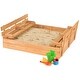 preview thumbnail 9 of 8, Gymax Kids Large Wooden Sandbox Outdoor Cedar Sandpit with 2 Bench
