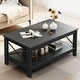 preview thumbnail 1 of 51, Moasis Farmhouse Coffee Table with Shelf, 2-Tier Center Table for Living Room 22"X39" - Black