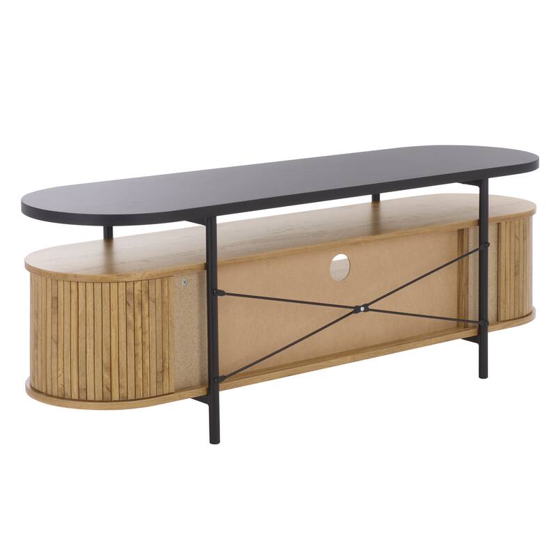 SAFAVIEH Home Etka 2-Drawer Tambour Door Media Stand - 55"W x 16"D x 20"H