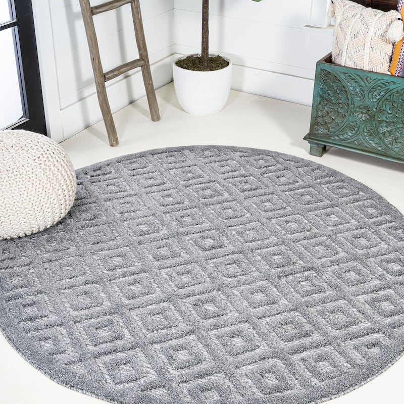 JONATHAN Y Ankara Neutral Diamond Trellis Indoor/Outdoor Area Rug