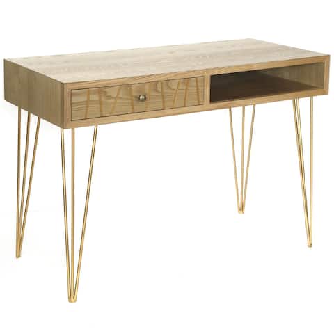 Linna Fir Wood and Metal Desk