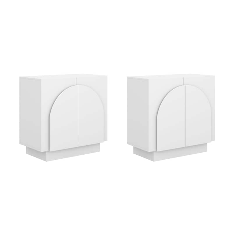 Iris Wooden Accent Cabinet, Sideboard Credenza or TV Stand with Arched Cabinet Doors and Adjustable Shelves