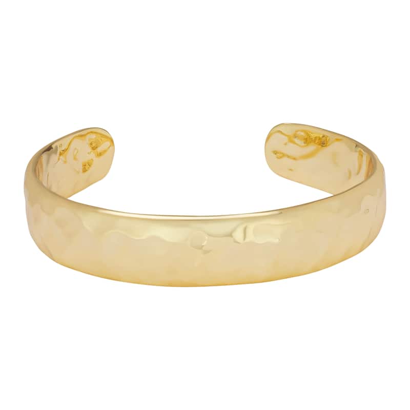 Victoria Townsend Yellow Gold Plated Smooth Textured Cuff Bracelet