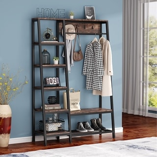 Industrial Entryway Hall Trees with Hooks Freestanding Closet