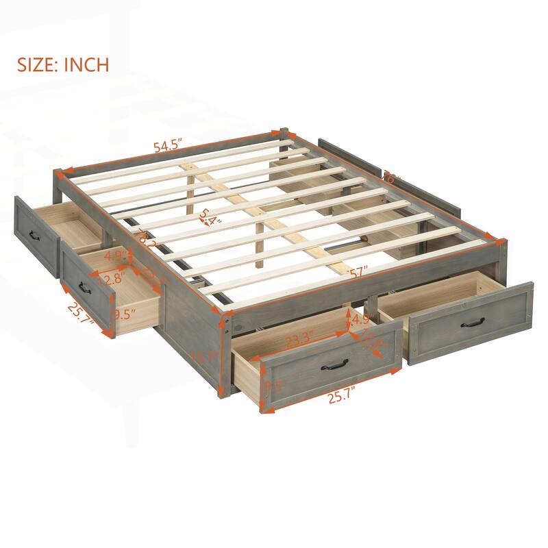 Sophisticated Platform Bed with Abundant Storage and Stylish Design