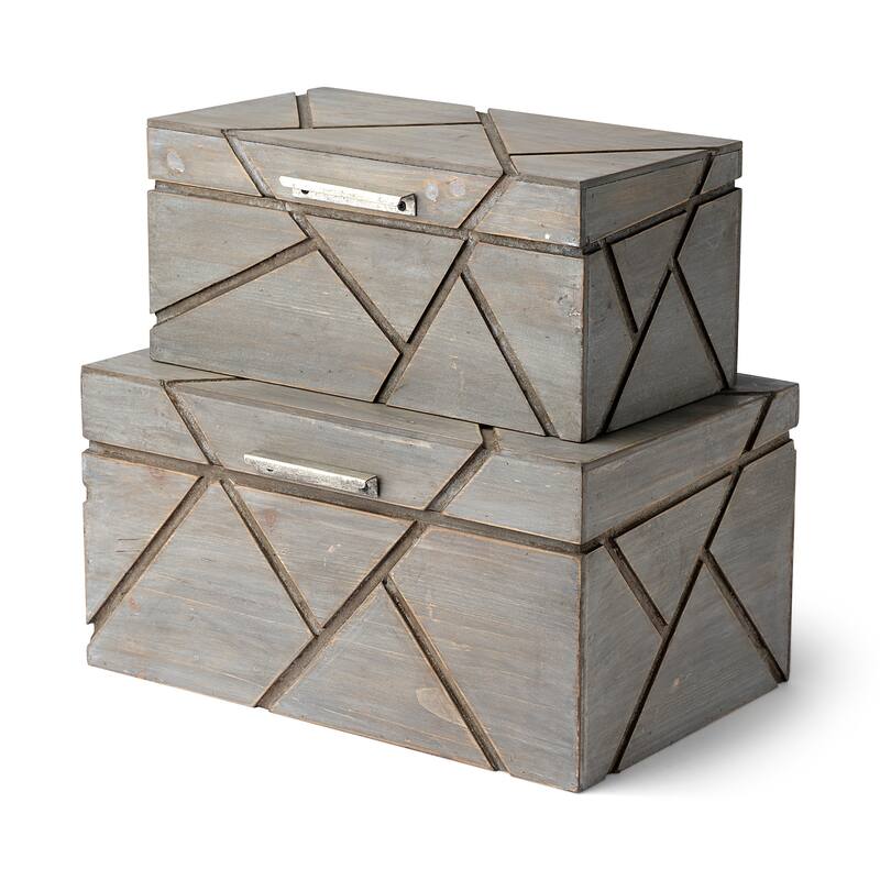 Niobe (Set of 2) 16L x 11W Gray Wooden Nesting Boxes - 16.0L x 10.8W x 8.3H - 16.0L x 10.8W x 8.3H - Grey
