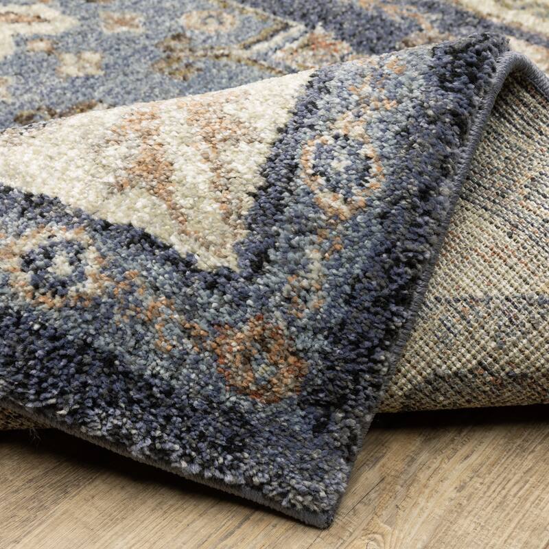 ROW Gemma Triple Medallion Traditional Blue/Rust Area Rug