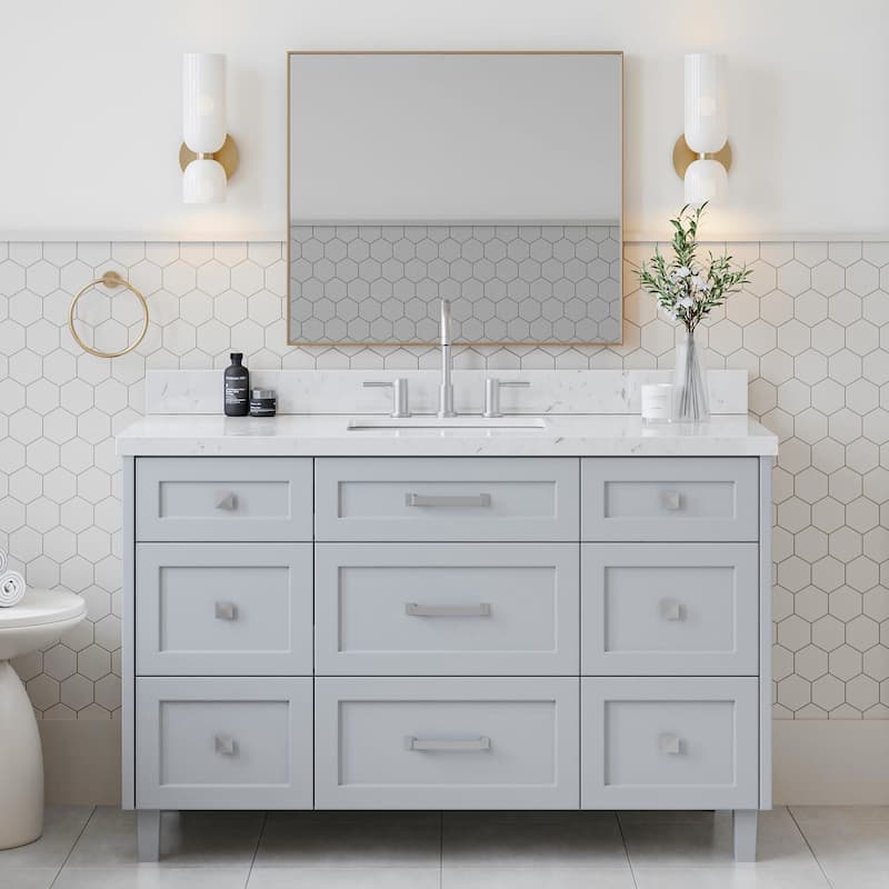 Ariel B54CQRVO Monroe 54-1/4" Free Standing Single Basin Vanity Set - Grey