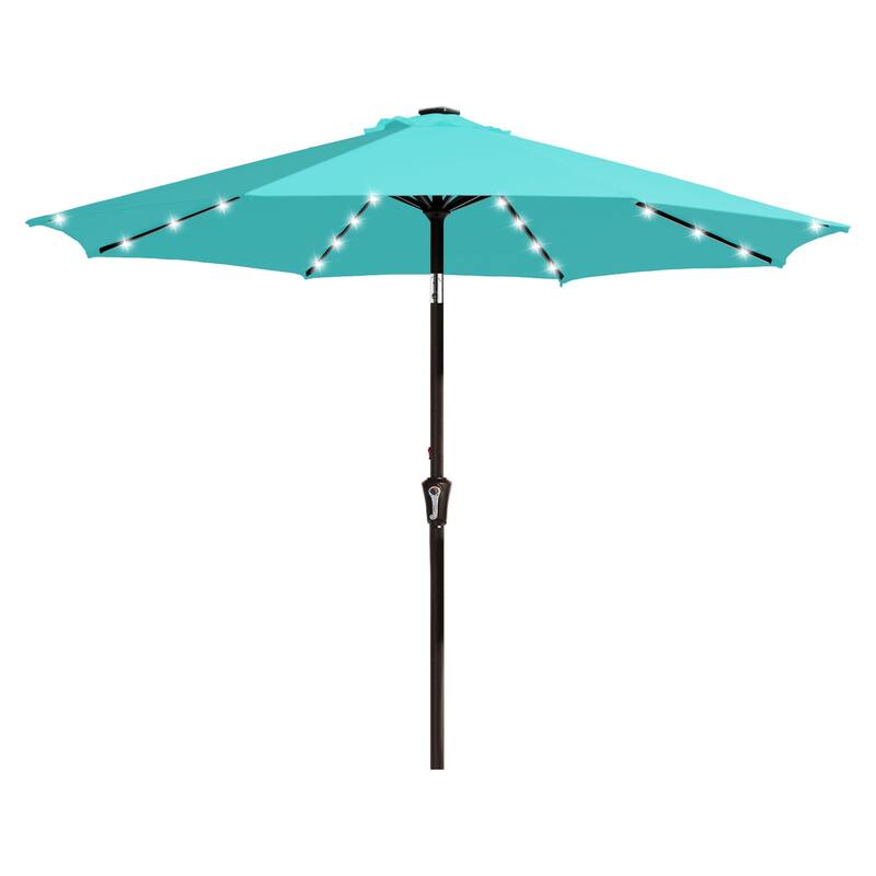 9ft Patio Market Umbrella with LED Lights,Crank & Tilt