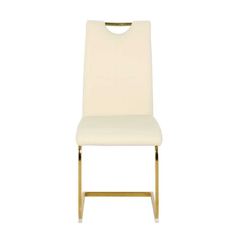 16.54" PU Upholstered Chair with Gold Metal Legs, Set of 4