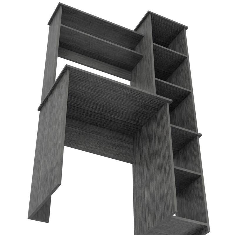 Modern Computer Desk with 5 Cubbies Hutch