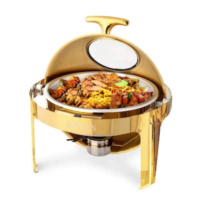 1/2 Set 6 QT Round Deluxe Roll Top Chafing Dish