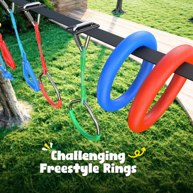 Ninja Warrior Obstacle Course for Kids with Swing, Tree Slackline Jungle Gym Outdoor
