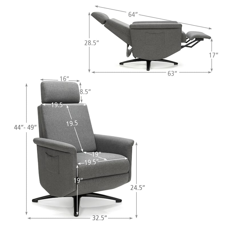Gymax Massage Recliner Chair Swivel Single Sofa Lounge w/Adjustable