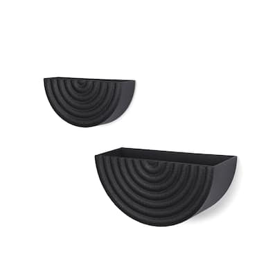 Shilo Matte Black Metal Hanging Wall Planter (Set of 2) - 11.6L x 4.5W x 5.7H